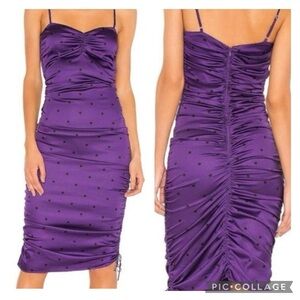 🎀 FOR LOVE & LEMONS purple polka dot ruched dress small